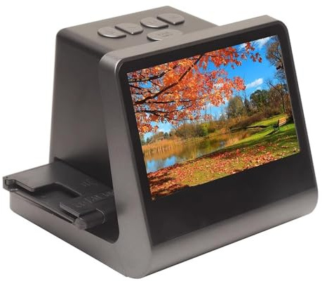Digital filmskanner, diascanner med stor 5 LCD-skärm, konvertibla färg- och svartvita negativ och 35 mm diabilder, högupplösta 22 MP JPEG-foton