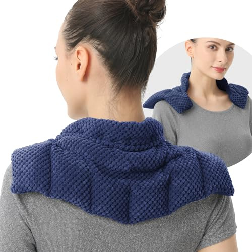 Sacs de blé au micro-ondes pour le cou et les épaules – Cache-cou chauffant non parfumé – Coussin chauffant pour le cou – Enveloppe chauffante pour soulager la douleur, les tensions musculaires et