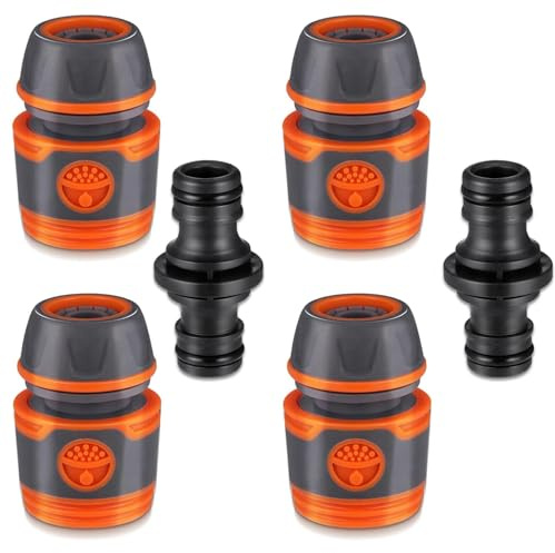 YUNYU Juego de 6 conectores de manguera de alta resistencia, conectores de manguera de jardín ABS/TPR (13 mm/1/2) con 4 acoplamientos a prueba de fugas y 2 adaptadores de grifo para sistemas de riego