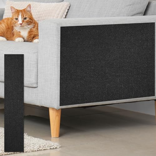 sourcing map 1 rouleau de tapis griffoir autocollant pour chat, protection de canapé contre les griffes de chat, pour bricolage, canapé, mur, porte, tapis griffoir noir, 200 x 40 cm