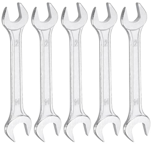 QUARKZMAN 5Pcs Clé à Fourche Doublees 12mm x 14mm Métrique Clé Plate Petite | à Angle Décalé 15 Degrés, Galvanisée, pour Réparation Automobile Assemblage de Meubles