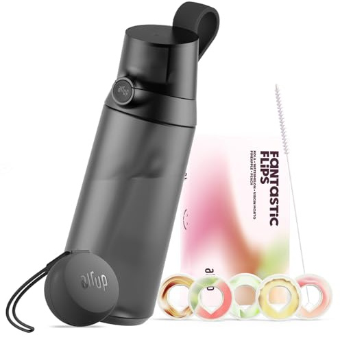 air up Botella Click Midnight Black 600 ml – Pack de inicio con 5 cápsulas, cepillo para pajita y estuche Twogo Negro | Sin azúcar, sin BPA