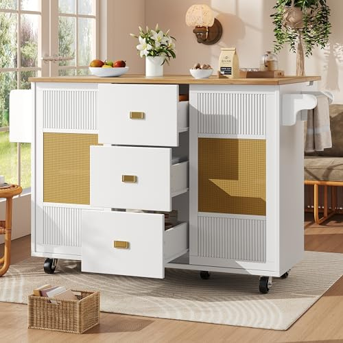 Huayz Isola da cucina, carrello da cucina con piano di lavoro, piano da tavolo pieghevole, con 5 ruote, armadio da cucina, porta asciugamani, portaspezie, per cucina e sala da pranzo, 120 x 73 (45) x