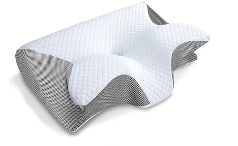 Wuhuarou Pillow Daddy Schlafkissen, Kissen für Nackenschmerzen Memory Foam Nackenkissen, Ergonomisches Anti Schnarch Kissen für Rücken, Bauchschläfer, Atmungsaktiv Waschbar, Inklusive 2 Bezüge (Grau)