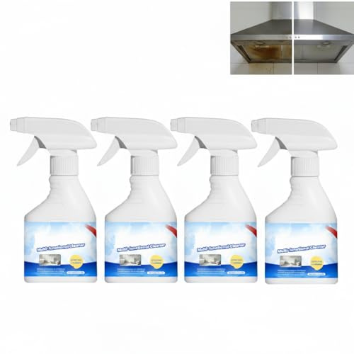 Spray descalcificador para baño, inodoro, ducha, vidrio, fregadero, limpiador de horno, spray desengrasante multiusos para manchas de aceite de cocina, grasa y residuos quemados en ollas (4 piezas)