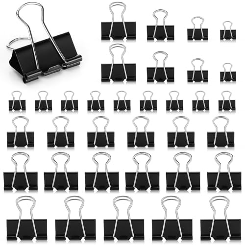 Zippicks 170 pezzi Clip per Raccoglitori, Fermagli Metallo 15/19/25/32mm, Binder Clip Fermacarte Clip, Set Clip Fermacarte per carta da lettere Carta per ufficio Documenti