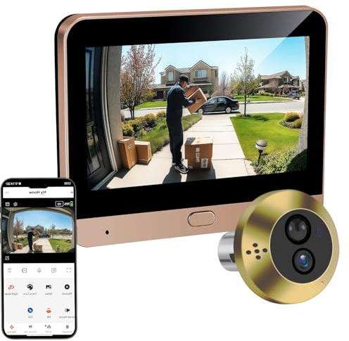 2K Audio Bidireccional Mirilla de Puerta Pantalla de 4.3'' Cámara Video Inalámbrico con PIR Detección de Movimiento, Vista en Vivo140°con Batería Recargable 5000mAh, WiFi 2,4GHz Visión Nocturna