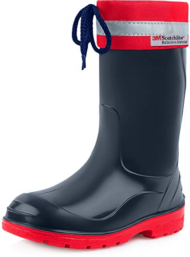Ladeheid Botas de Agua para niños Botas de Lluvia con Suelas Antideslizantes Unisex Goma para Niñas Rainboots for Kids Impermeables LA-972 (Azul Ultramar/Rojo Almagre, 35 EU)