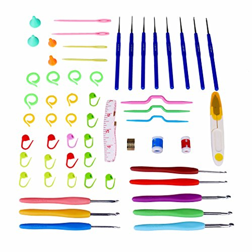 Set de Crochets, Aiguilles à Crochet Multicolore Aluminium Crochets Aiguilles à Tricoter Accessoires à Tricoter avec Boîte de PVC pour le Cadeau de Filles de Femmes de Mère