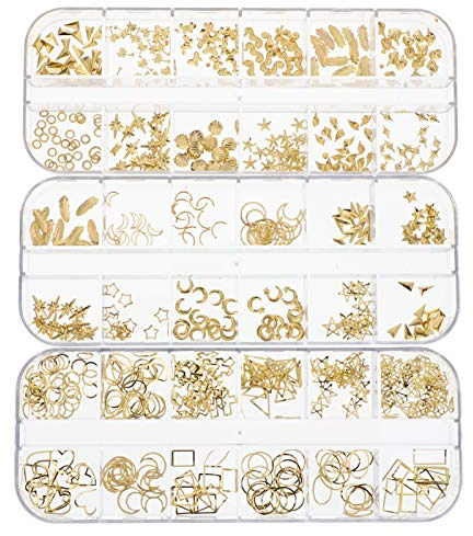 Milisten 3 Kisten Epoxidgehäuse Epoxidharz Zubehör Harzfüller Für Meerestiere -Art-perlen Aus Metall Harzfüller Bezaubert Gold Maniküre-Nieten Flatback Harzfüller Schmuck Legierung Eben