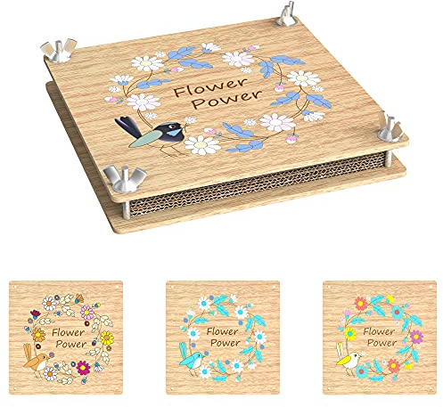 561PRODUCTS Blumenpresse – 6 Schichten – 20,3 x 20,3 cm Blumenpress-Set – DIY Blumenpress-Set für Erwachsene und Kinder – Machen Sie gepresste Blumen zum Basteln und mehr (mehrfarbiger Vogel)