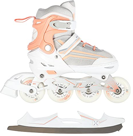 2in1 Inlineskates/Schlittschuhe Nils Extreme Lucky Weiß/Rosa ABEC7 Gr. 34-38 verstellbar