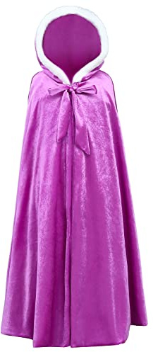 YOSICIL Capuche Cape Fille Elsa Frozen Long Princesse Costume Hiver Blanche-Neige Party Cosplay Carnaval Noël Cadeau d'anniversaire Jeux de rôle, Violet, M