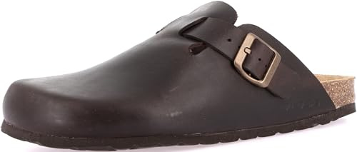 Grunland Roby CB7034 Men's Sabot Mules, Leather Sandals Made in Italy... (Mogano, us_Footwear_Size_System, Adult, Men, Numeric, Medium, Numeric_9)
