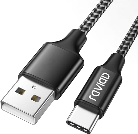 RAVIAD Câble USB C 1M, Cable USB Type C Charge Rapide 3A en nylon Câble Type C pour Samsung Galaxy S21 S20 S8 S9 S10 A50 A51 A20e, Huawei P40 P30 P20, Redmi Note 10, OnePlus, Google Pixel - Noir