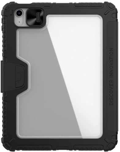 Nillkin Bumper Pro - Custodia in pelle PU progettata per Apple iPad 10/10.9 2022, portapenne, copertura antiurto, supporto pieghevole a tre pieghe, copertura per fotocamera posteriore, colore nero