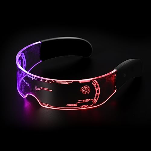 KAMEUN LED Brille für Party, Leuchtbrille Leuchtende Visor Glasses, Cyberpunk Rave Brille, Mit Licht, Party Accessoires
