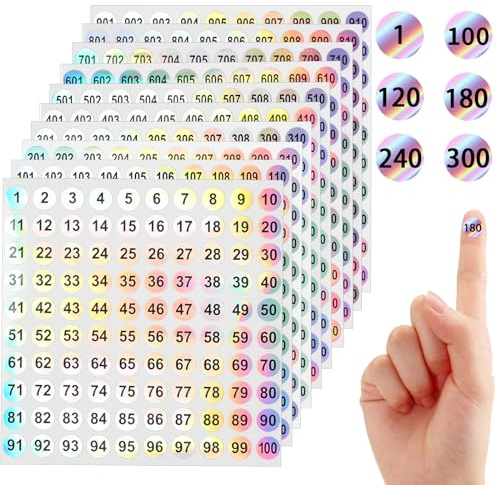 20 Sheets 1-1000 Vinyl Number Stickers - Small Round Self-Adhesive Consecutive Number Labels for Inventory Organization, Storage, Boxes, Toolbox, Indoor and Outdoor (0.4 Inch)