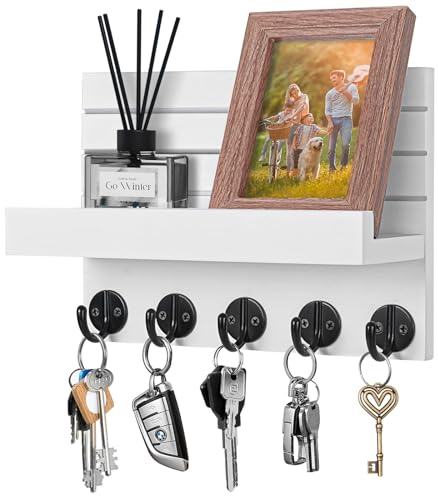 Kldgris Portachiavi da Parete, Portachiavi da Muro in Legno, con 5 Ganci per Chiavi, Portachiavi Multifunzione, Appendi Chiavi Ingresso, per Ingresso, Cucina, Ufficio, Soggiorno