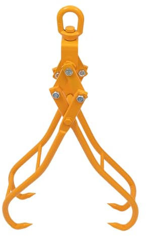 PIAOCAIYIN 36 4 Claw Log Grapple, Log Lifting Tong Grapple Claw, Removable Log Grapple, 360° Rotation Tractor Accessories, Timber Lifting Tongs for Truck/ATV/Tractor/Skidder, Yellow