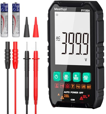 Multímetro Digital, Comprobador Múltiple NCV, Comprobador Eléctrico Inteligente Compacto, Auto-Rango, Protección Contra Sobrecarga, TRMS 4000, LCD Retroiluminado, Corriente/Tensión AC/DC, Continuidad