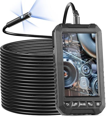 VEVOR Telecamera Endoscopica Luce, Boroscopio a Tripla Lente con Cavo 15 m Scheda 32 GB, Schermo 127 mm 1080P Luci LED, Telecamera a Serpente Impermeabile IP67, Idraulica Telecamera per Ispezione