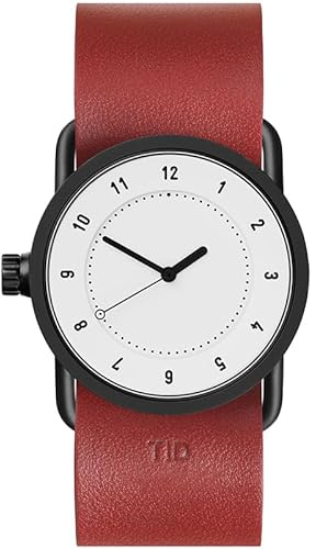 TID 33 mm Damenuhr, Lederarmband, Damenuhr, Stockholm-Stil, lässige Uhr, Weiß, Burgunderrot, Nordisches schlichtes Design