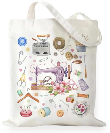 RNYJJ Sewing Gifts Tote Bag Quilting Sewing Gifts for Seamstress Quilters Women Sewing Lovers Canvas Tote Bag