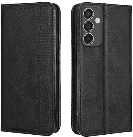 EASSGU Mobilfodral för Samsung Galaxy S25 (15,7 cm) Flip Folio PU-läder magnetisk stängning skyddsfodral [3 kortfack] [1 plånbok] stående fodral - svart