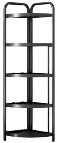 Scaffale angolare in metallo per soggiorno, bagno, 5 ripiani, con supporto per piante