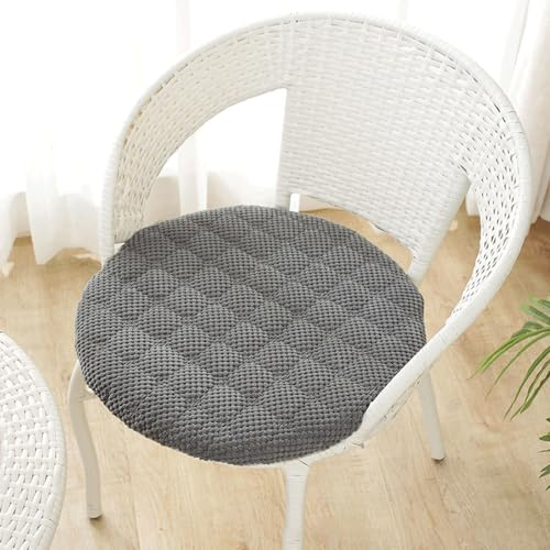 Generisch Rund Stuhlkissen 6er 4er 2er Set, Weiche Stuhlkissen Waschbar Sitzkissen Stuhl rutschfest,Cordstoff Sitzpolster Stuhlauflage Bodenkissen Für Küche Esszimmer Garten,Dark Gray,4er Set 40cm