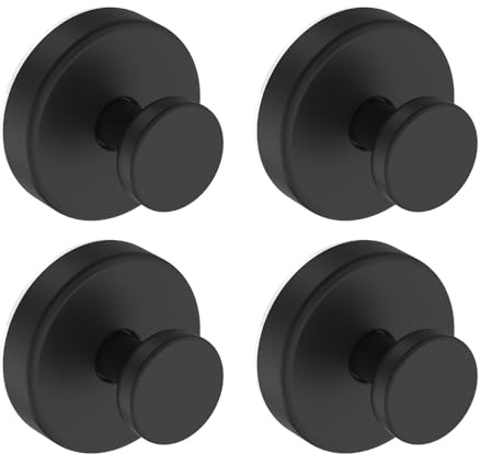Bntuk Suction Cup Hooks for Door Wreaths, Vacuum Suction Wreath Hanger for Front Door Window Glass, Bath Robe Looafh Shower Hooks for Inside Shower - 4 Pack, Black