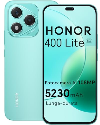 HONOR 400 Lite Smartphone 5G Dual SIM NFC, 256GB/8GB RAM, Simlockfrei Android-Handy ohne Vertrag (108MP mit AI-Kamerataste, 6,7 Zoll Display, 5230mAh, Android 15) Mars Green