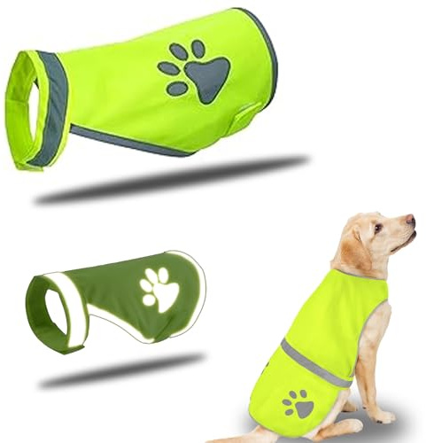 Dryxog Haute Visibilité Veste Réfléchissant, Fluo Veste, Vêtements Haute Visibilité, Gilet Reflechissant Chien, Gilet Sauvetage Chien, Convient Aux Voyages de Nuit et en ExtéRieur (Taille L)