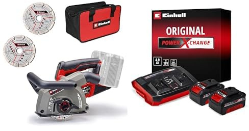 Einhell Professional Rozadora con batería TP-MA 36/30 Li BL-Solo Power X-Change 36 V incl. 2 discos + Einhell Original Starter Kit 2 x 4 Ah Battery and Twincharger 18 V