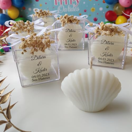 bomboniere matrimonio, conchiglia 50 pezzi candele profumate bomboniere battesimo, anni ragazzo, comunione, cresima, anniversario di, compleanno bigliettini (set da 50)