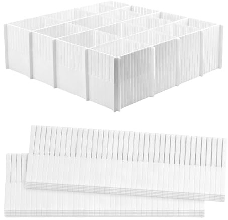 CHUIFAI 20 divisori per cassetti in plastica, 38 x 11 cm, separatori per cassetti, regolabili, colore bianco, divisori per armadio, biancheria intima