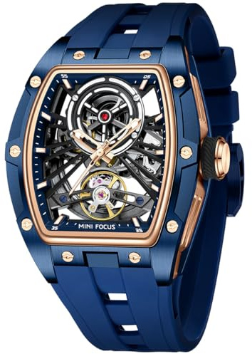 Alienwork MINI Focus automatisk klocka armbandsur män kvinnor skelett glasbotten
