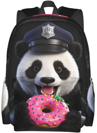 panverix romantisk affärslaptop ryggsäck, motiv: Kanin, arbetsryggsäckar, resedagsryggsäck, panda äter munkar, en storlek