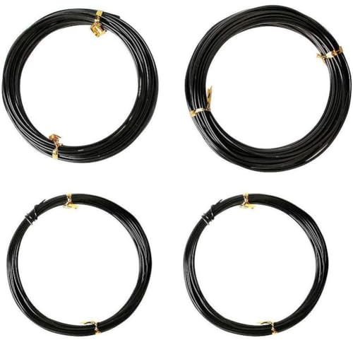 ZiStarlilife Set di fili per addestramento bonsai, in alluminio anodizzato, con 4 misure da 1,0 mm, 1,5 mm, 2,0 mm, 2,5 mm, per modellazione di rami di alberi (nero)