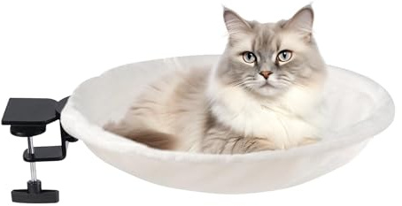 Cama de Escritorio de Gato - 4.13 Pulgadas Hamaca giratoria de Gatito Que apoya hasta 50 Libras, Lugar de Descanso ergonómico para Mascotas para relajación para Dormir, Ideal para Salas de Esta