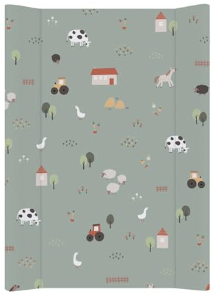 Rotho Babydesign Cambiador en Cuña 50x70 cm “Animales de la Granja” – Verde, Suave e Impermeable, Acolchado Grueso, Laterales Elevados, PVC Oeko-Tex, Fácil de Limpiar