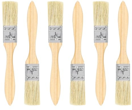 sourcing map 6 pinceles planos de 2,5 cm, cerdas sintéticas, con mango de madera para manualidades, pintura, muebles, vallas de gabinete, cubierta, pared, puerta, moldura
