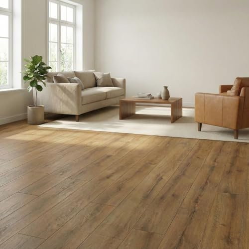 8mm Laminate Flooring Panels, Dutch Oak Effect, AC4 Durability, Click Installation, Natural Wood Look, 2.39 m² Pack