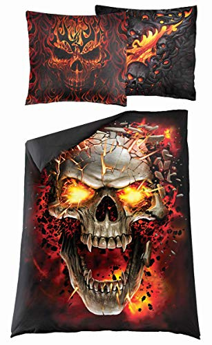 Spiral - Skull Blast - Einzel-Bettdeckenbezug + Kissenbezüge in UK- und EU-Größe
