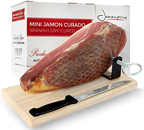 Jamón Serrano Reserva Duroc Curado Deshuesado Aprox. 1 KG + Jamonero + Cuchillo - Jamonprive