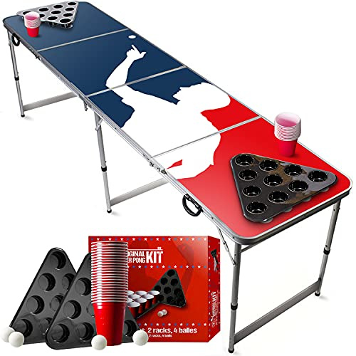 Beer Pong Set da Tavolo Ufficiale Player | 1 Tavolo + 2 Rack + 22 Bicchieri Rossi + 4 Palle | Kit Completo | Set da Bere | OriginalCup®