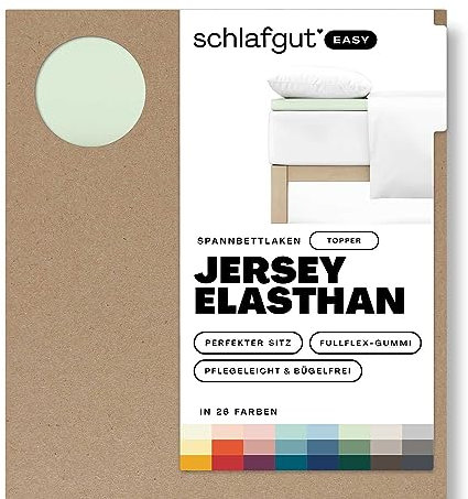 Schlafgut Easy Jersey Elasthan Topper Spannbettlaken 140x200 bis 160x220 Green Light, Spannbetttuch aus superweicher Baumwolle mit Elasthan