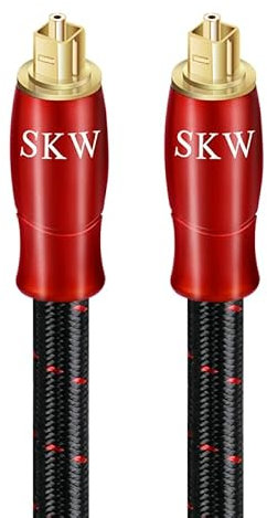 SKW Cavo Ottico Audio Digitale Toslink, Cavo Fibra Ottica placcato oro (S/PDIF) per Soundbar, TV, Impianti HiFi, Console di Gioco, Impianti Home Cinema (5 m, rosso)