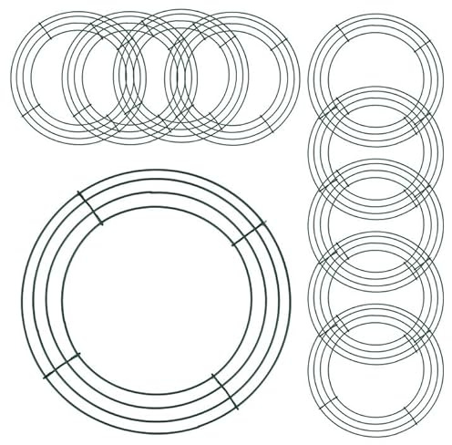 ZEONHAK 10 PCS 10 Inch Wreath Frame Ring, 25cm Green Metal Wire Ring, Wire Wreath Ring for Garden Home Decorations